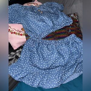 Blue Polka Dot Two-Piece Set